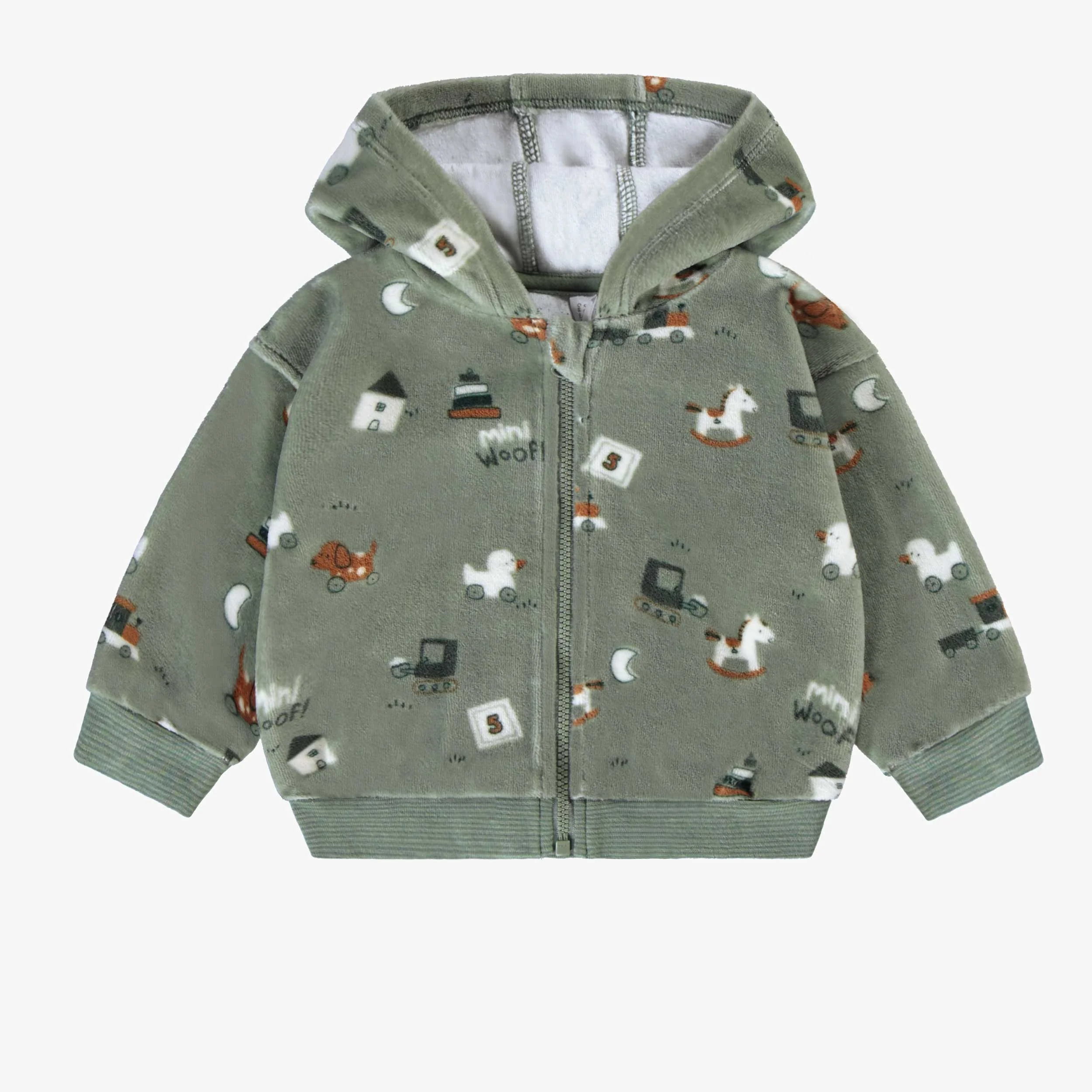 Veste verte en velours, naissance